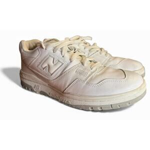 New Balance 550 Triple White 80's Retro Leather Sneakers, BB550PB1, Men's 12
